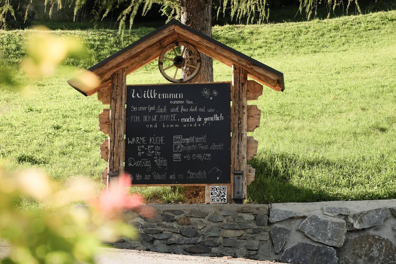 Begrüßungstafel Genusswirt Lahnerhof Slow Food